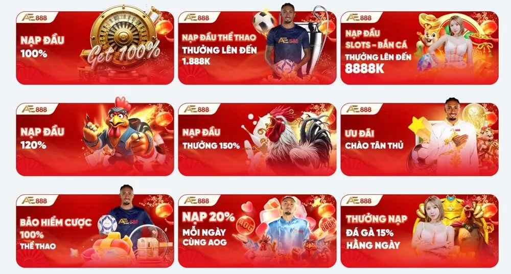 Tổng hợp khuyến mãi AE888 bùng nổ năm 2026